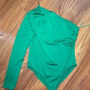 Zara Vibrant Green Satin-Look bodysuit